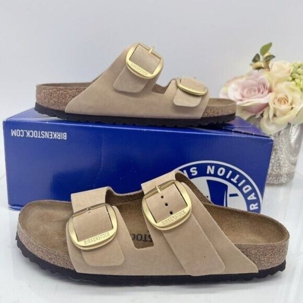Birkenstock Arizona Big Buckle Sandal Sandcastle Nubuck EU 37 Womens US 6- 6.5